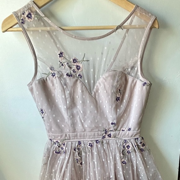 Dusty Lilac Floral Prom Dress - Picture 3 of 6